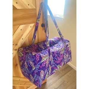 Vera Bradley Large Travel Duffel Bag in Purple Batik Leaves